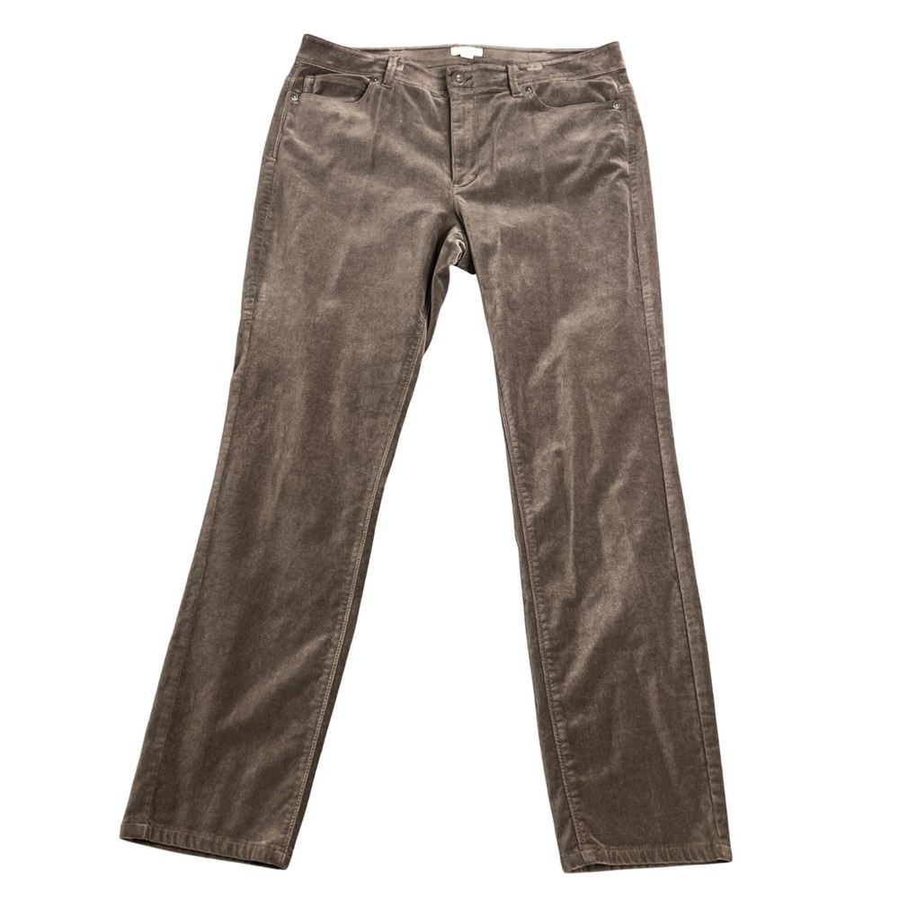 J.Jill Womens Brown Velvet Straight Leg Pants Size 10 Mid Rise Stretch Cotton